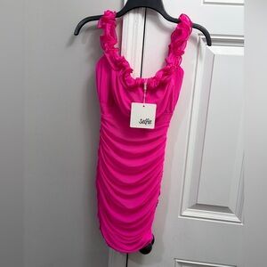 Selfie Leslie Fuchsia Ruched Mini Dress